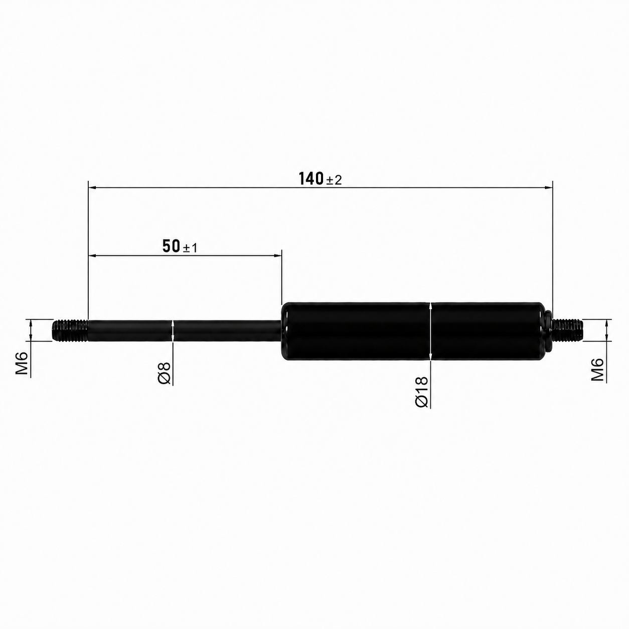 Gasdruckfeder Ab 140mm ∼ Bis 299mm Länge M6 Gasdruckdämpfer Gasfeder