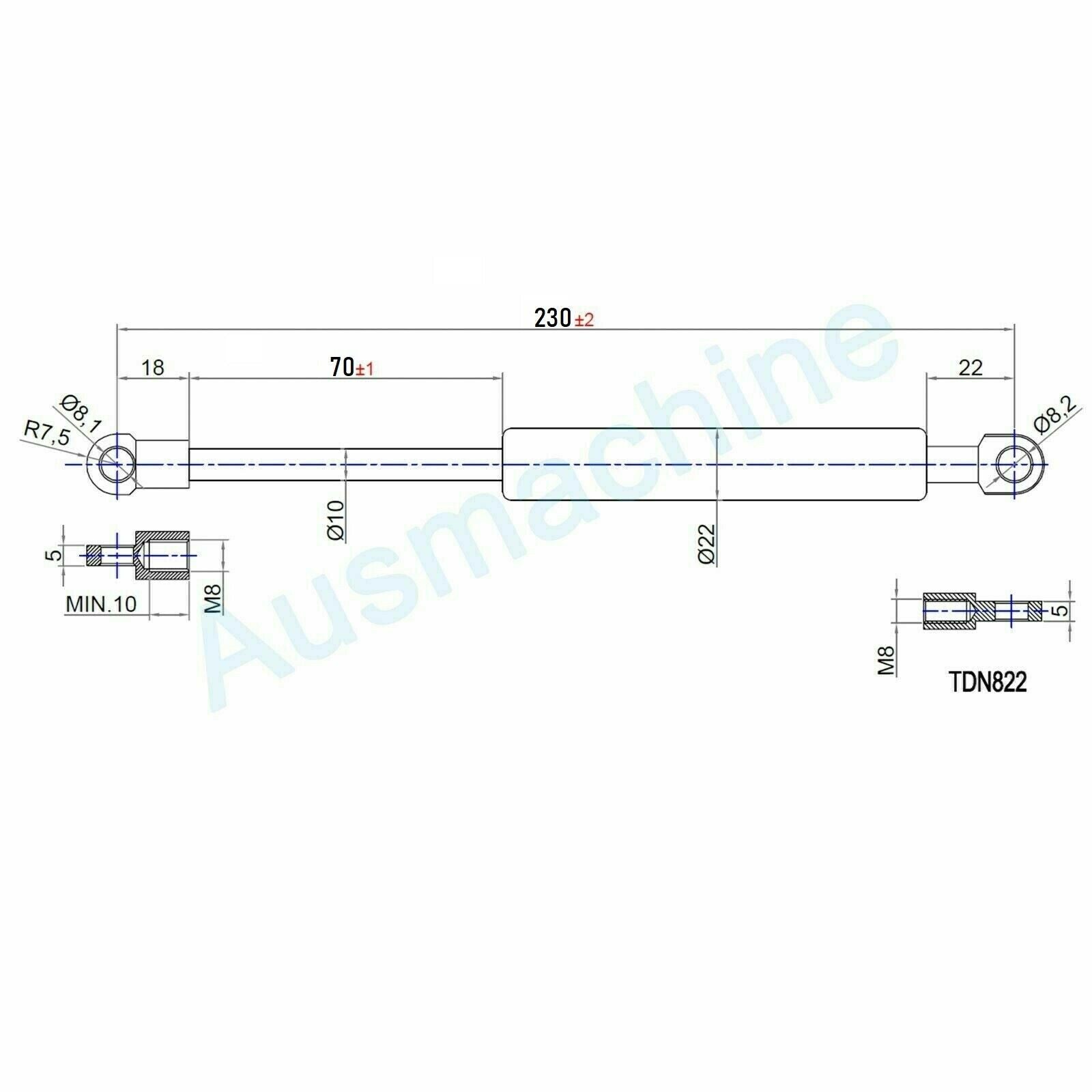 From 150mm ∼ to 299mm length gas strut M8 gas spring