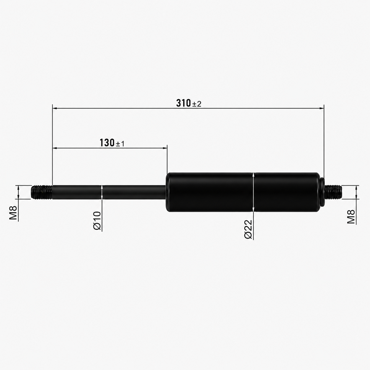 Gasdruckfeder Ab 300mm ∼ Bis 399mm Länge M8 Gasdruckdämpfer Gasfeder