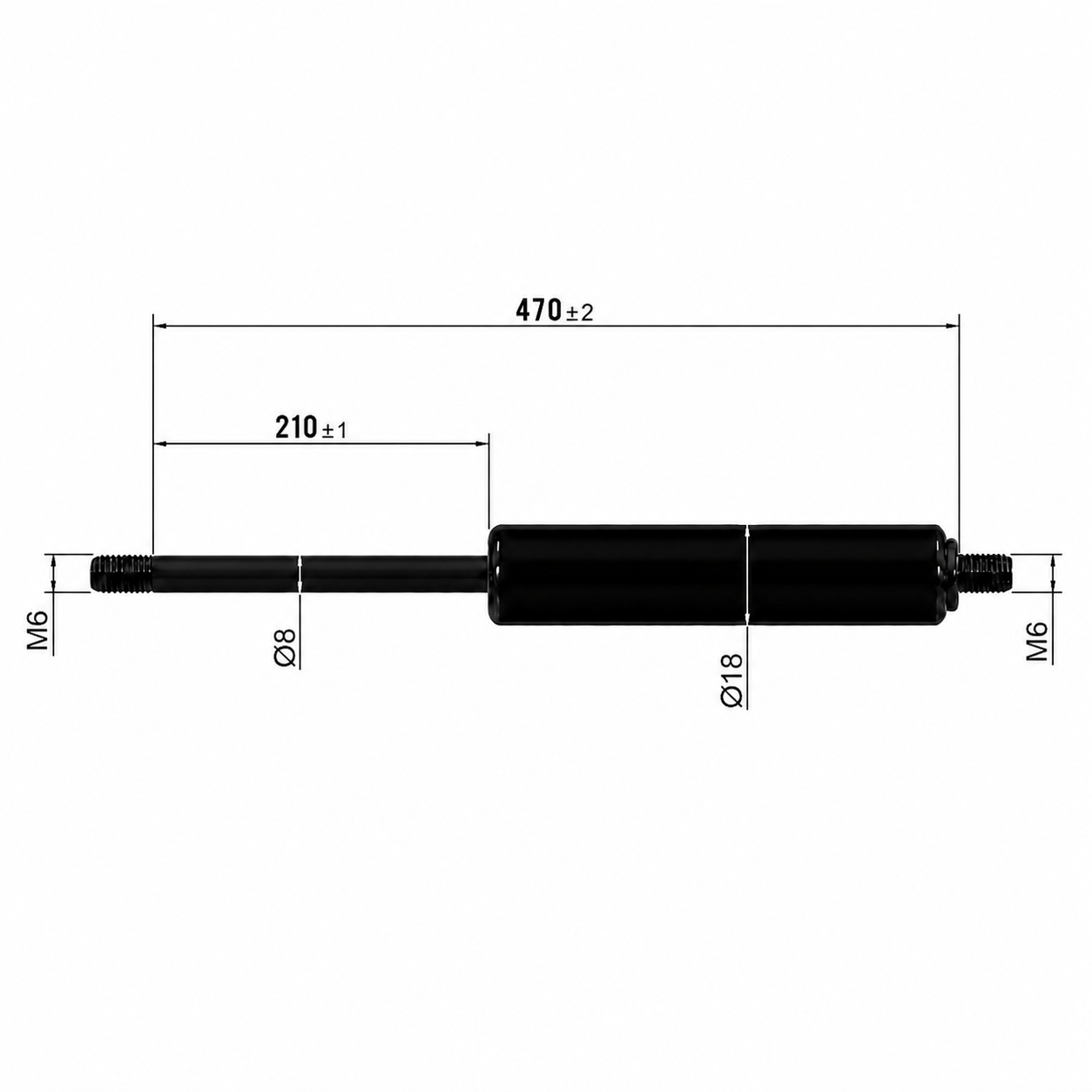 Gasdruckfeder Ab 451mm ∼ Bis 599mm Länge M6 Gasdruckdämpfer Gasfeder