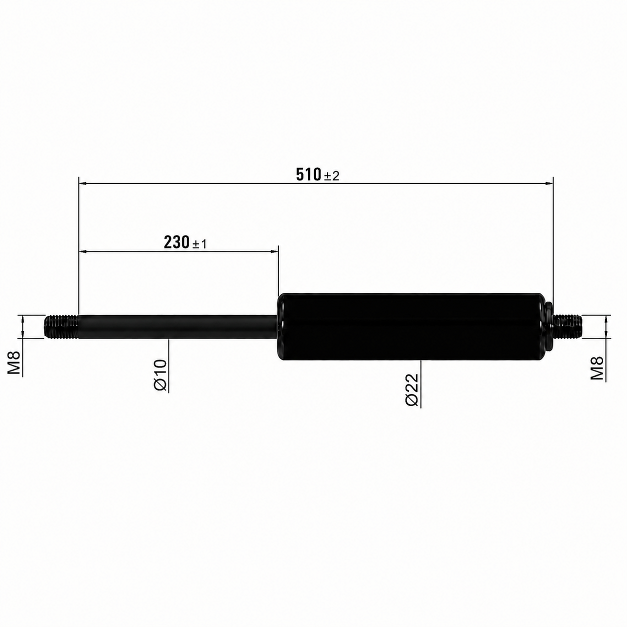 Gasdruckfeder Ab 500mm ∼ Bis 599mm Länge M8 Gasdruckdämpfer Gasfeder