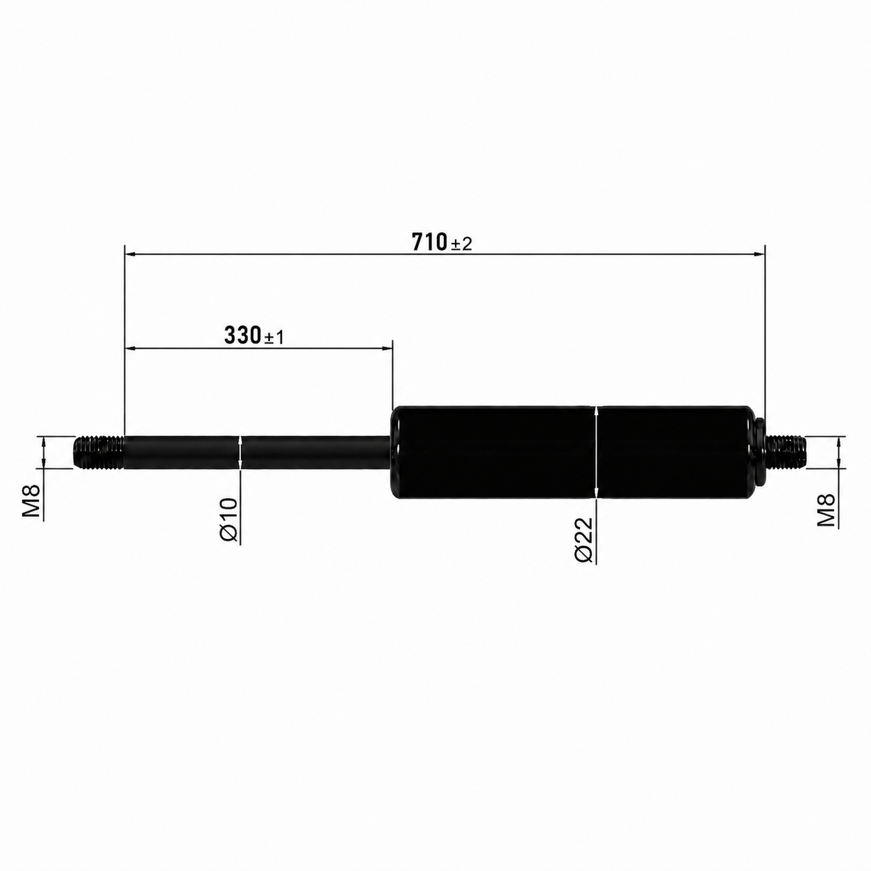 Gasdruckfeder Ab 700mm ∼ Bis 799mm Länge M8 Gasdruckdämpfer Gasfeder