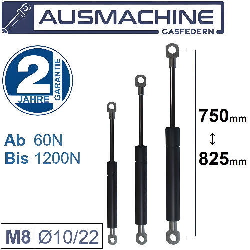 From 700mm ∼ Up to 799mm length Gas spring M8 Gas pressure damper