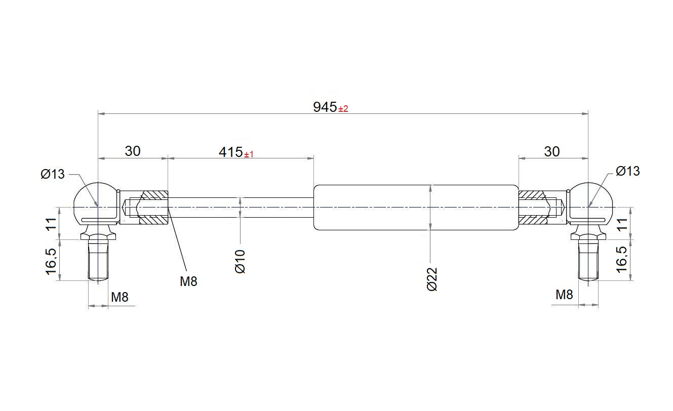 Ab 860mm ∼ Bis 960mm Länge Gasdruckfeder M8 Gasdruckdämpfer Mit Kugelgelenk