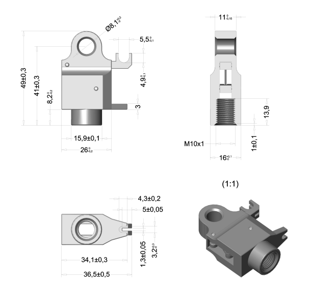 Control block release head - Bowden cable release for lockable gas spring end piece 