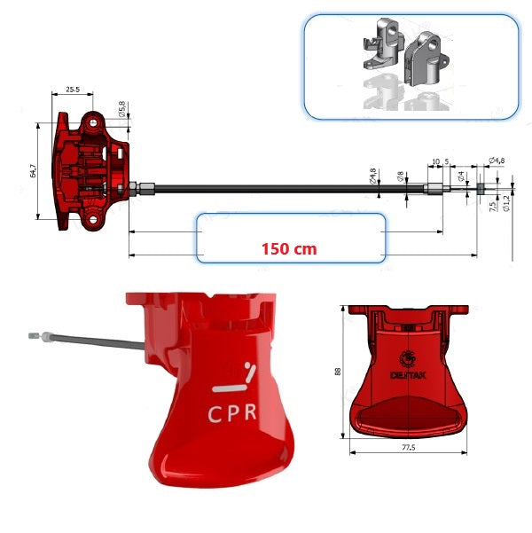 Lever release Hydraulic release Operating lever Cable pull for lockable gas spring 