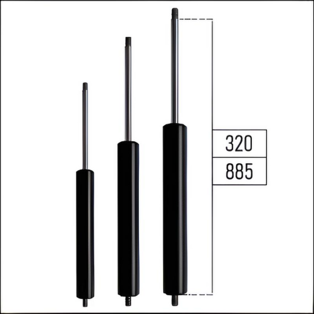Dynamische Gasdruckfedern für Waagerechte Montage - M6 | M8