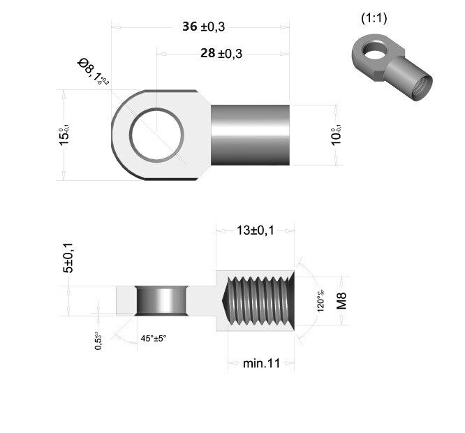 Eyelets made of STAINLESS STEEL Eye holder Eye ring connection Joint eye for gas spring 