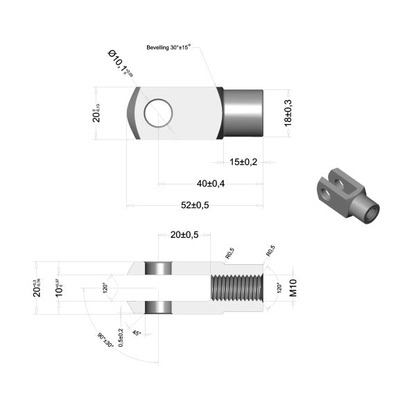 Gabelkopf für Gasdruckdämpfer