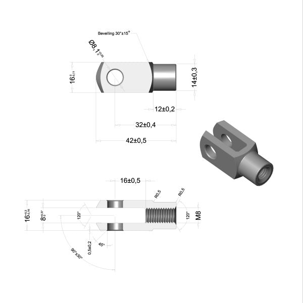 Gabelkopf für Gasdruckdämpfer