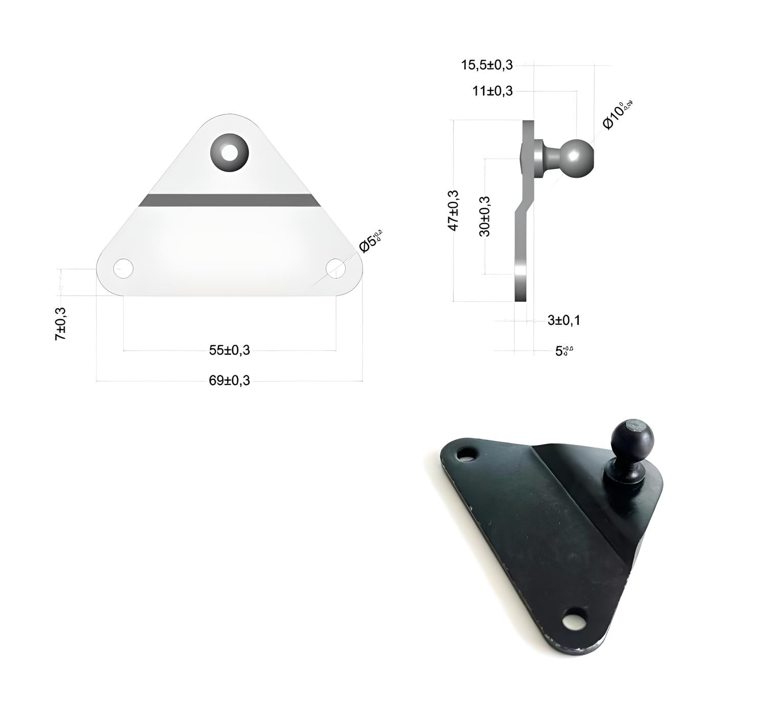 Mounting plate 10mm ball head bracket for gas spring