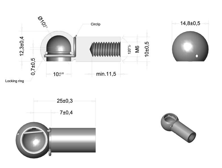 Ball socket made of STAINLESS STEEL Ball head holder for gas pressure damper Gas pressure spring 