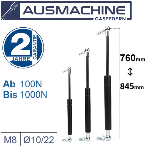 Ab 760mm ∼ Bis 845mm Gasdruckfeder M8 Gasdruckdämpfer Mit Kugelgelenk