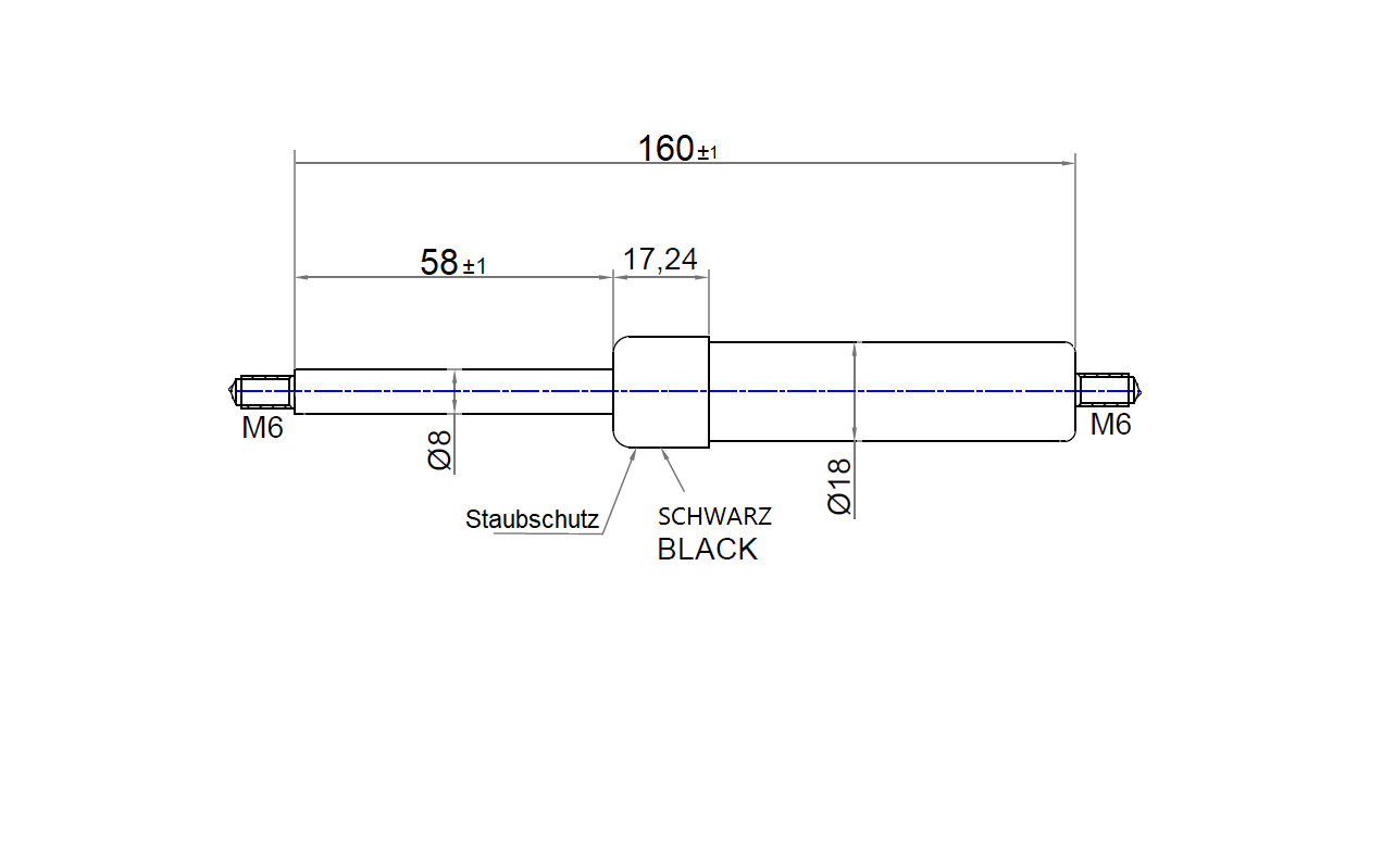 Ab 140mm ∼ Bis 299mm Länge Gasdruckfeder M6 Gasdruckdämpfer