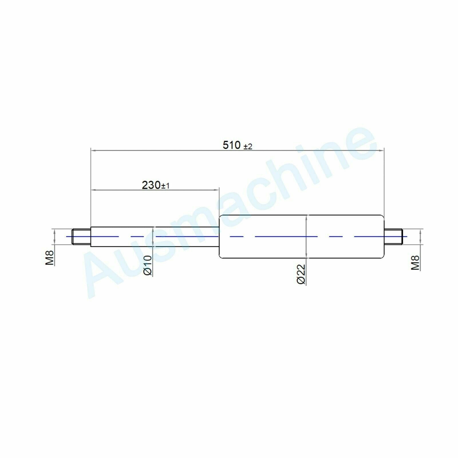 From 500mm ∼ Up to 599mm length Gas pressure spring M8 Gas pressure damper