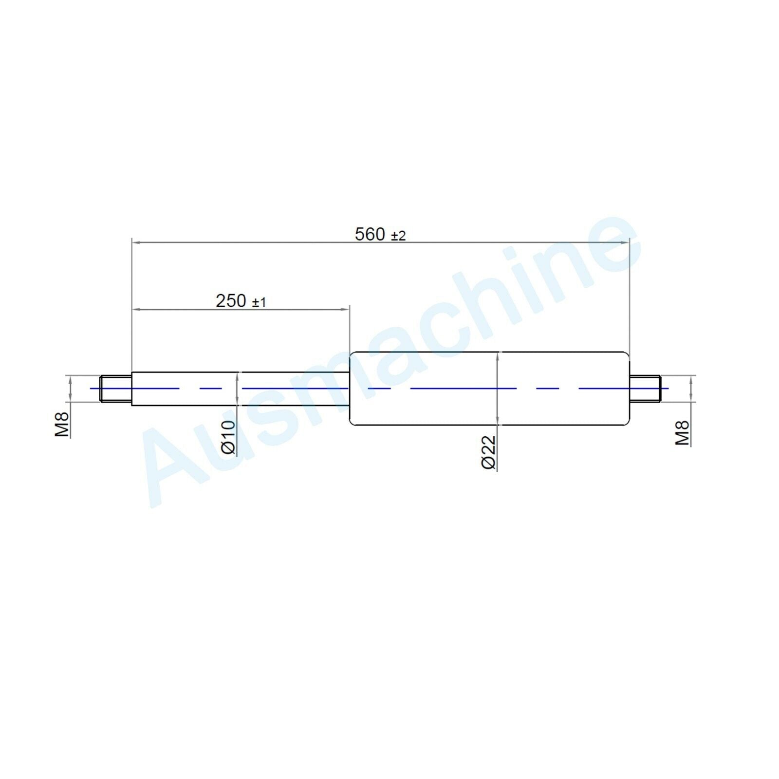 From 500mm ∼ Up to 599mm length Gas pressure spring M8 Gas pressure damper