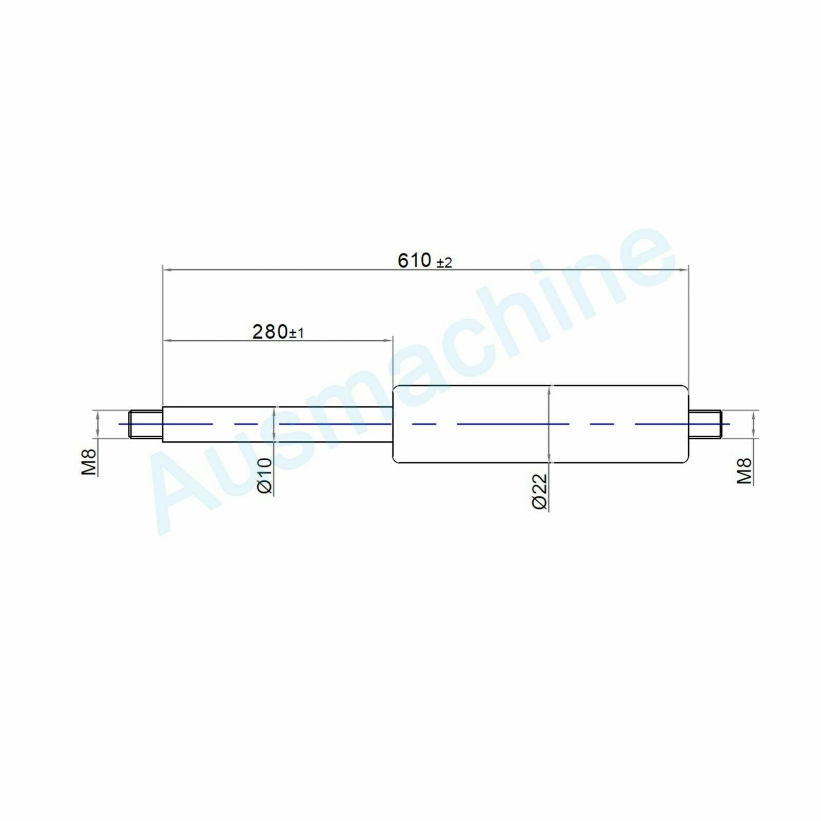 From 600mm ∼ Up to 699mm length Gas spring M8 Gas pressure damper