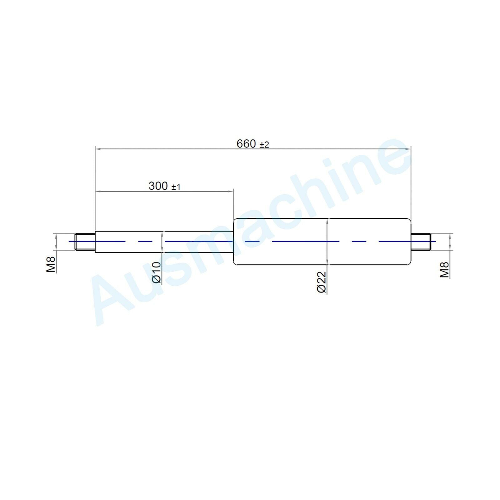 From 600mm ∼ Up to 699mm length Gas spring M8 Gas pressure damper