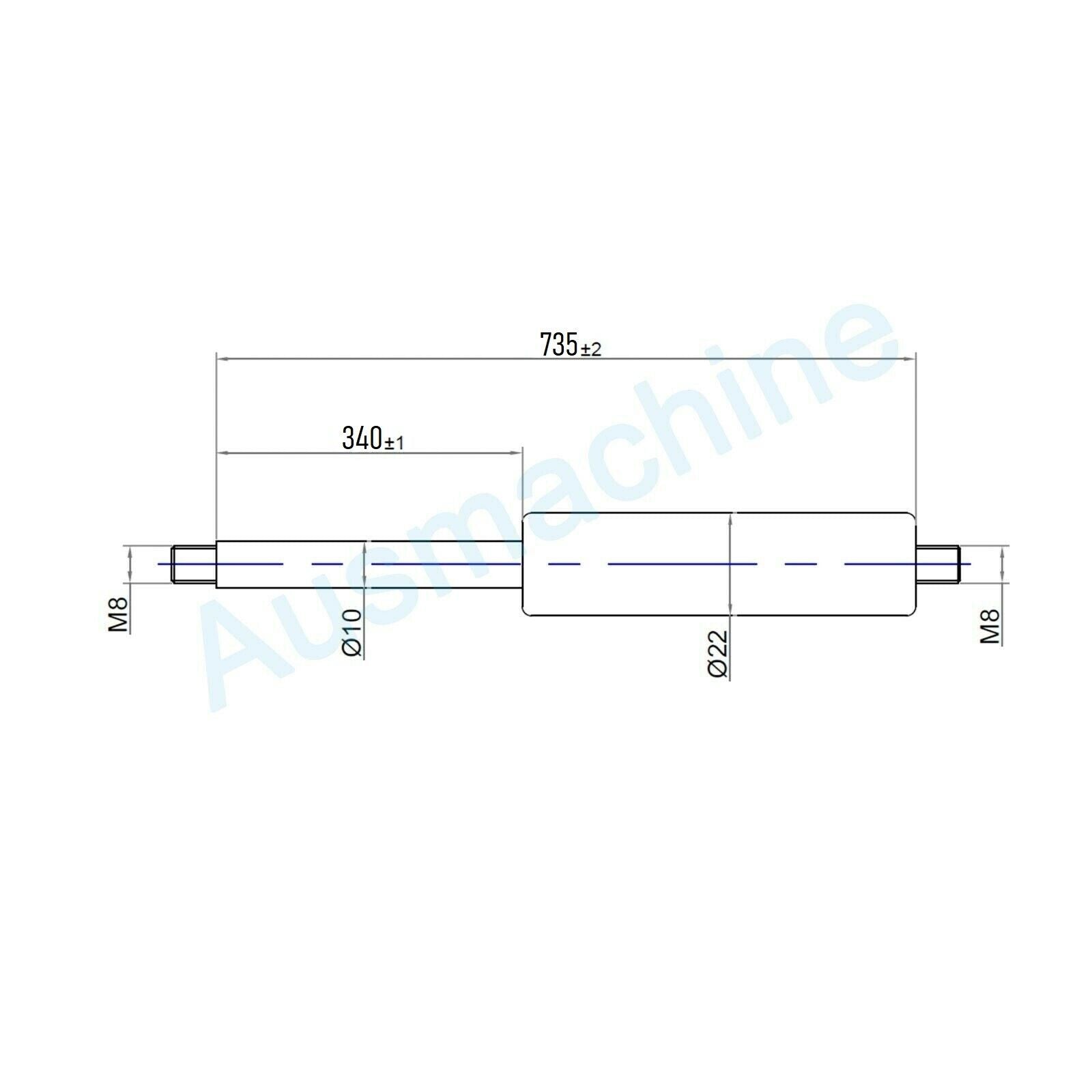 From 700mm ∼ Up to 799mm length Gas spring M8 Gas pressure damper