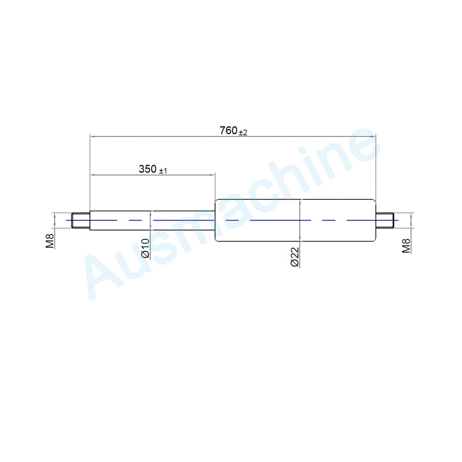 From 700mm ∼ Up to 799mm length Gas spring M8 Gas pressure damper