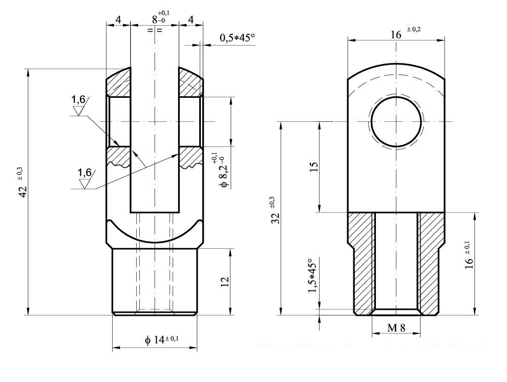 Gabelkopf für Gasdruckdämpfer