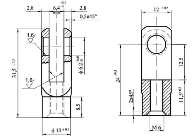 Gabelkopf für Gasdruckdämpfer