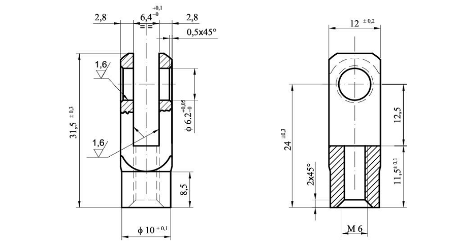 Gabelkopf für Gasdruckdämpfer